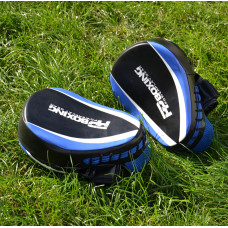 Лапи боксерські PowerPlay PU пара, 230х190х60 мм, чорний-синій, код: PP_3050_Blue