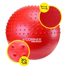 М'яч для фітнесу (фітбол) Cornix 55 см напівмасажний Anti-Burst Red, код: XR-0462