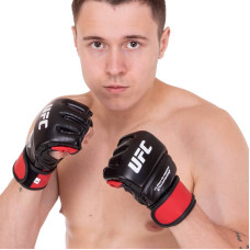 Рукавички гібридні шкіряні для єдиноборств ММА UFC Rexion L, червоний, код: BO-0489_LR