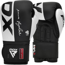 Боксерські рукавиці RDX F4 Boxing Sparring Gloves Hook&Loop 12 унцій, білий-чорний, код: BGR-F4B-12OZ