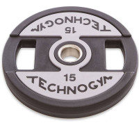 Диски поліуретанові Technogym з хватом і металевою втулкою 15кг (d-51мм), код: TG-1837-15-S52