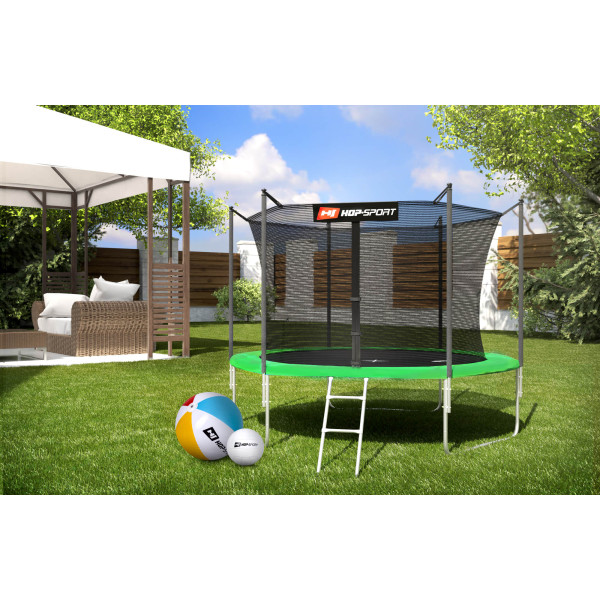 Батут Hop-Sport 10ft (305см) зелений з внутрішньою сіткою, код: 5902308210431
