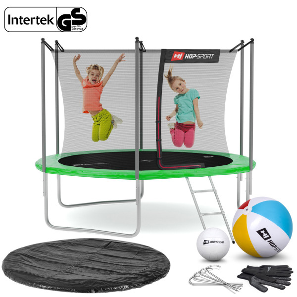 Батут Hop-Sport 10ft (305см) зелений з внутрішньою сіткою, код: 5902308210431