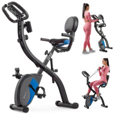 Велотренажер магнітний Hop-Sport HS-3010X Grix X-Bike з еспандерами чорно-синій, код: 5902308228818