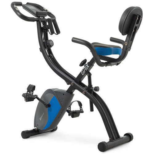 Велотренажер магнітний Hop-Sport HS-3010X Grix X-Bike з еспандерами чорно-синій, код: 5902308228818