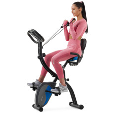 Велотренажер магнітний Hop-Sport HS-3010X Grix X-Bike з еспандерами чорно-синій, код: 5902308228818