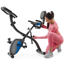 Велотренажер магнітний Hop-Sport HS-3010X Grix X-Bike з еспандерами чорно-синій, код: 5902308228818