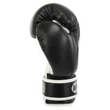 Рукавички боксерські Boxer шкіряні на липучці 10 унцій, чорний-білий, код: 2023_10BK-S52