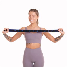 Резинка для фітнесу з петлями Gymtek Queenfit 86,5 х 4см чорно-блакитна, код: 5907766667919
