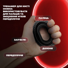 Еспандер кистьовий силіконовий PowerPlay Hand Grip Hard 30 кг, чорний, код: PP_4333_Black_30kg