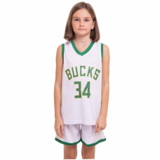 Форма баскетбольна дитяча PlayGame NBA Bucks 34 2XL (16-18 років) 160-170см, білий-зелений, код: 3582_2XLWG-S52