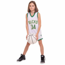 Форма баскетбольна дитяча PlayGame NBA Bucks 34 2XL (16-18 років) 160-170см, білий-зелений, код: 3582_2XLWG-S52