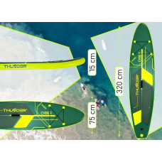 Надувна SUP дошка Thunder Cyber з веслом 3200х760х150 мм, жовтий-зелений, код: SUP-CYBER