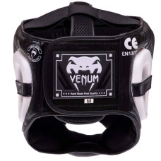 Шолом боксерський з повним захистом шкіряний Venum S, чорний, код: BO-0622_SBK