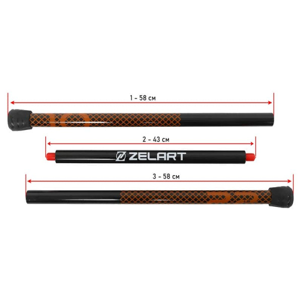 Бодібар 3-х секційний Bar Zelart 10кг, чорний-помаранчевий, код: FI-9994-10-S52