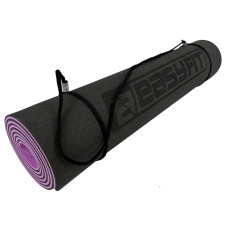 Килимок для йоги та фітнесу двошаровий EasyFit 1830х610х6 мм + чохол, чорний з фіолетовим, код: EF-1924E-BV