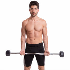 Штанга фіксована Zelart Rubber Hexagon Barbell вигнута гумова довжина-95см 10кг, код: TA-6231-10