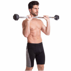 Штанга фіксована Zelart Rubber Hexagon Barbell вигнута гумова довжина-95см 10кг, код: TA-6231-10