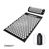 Масажний килимок EasyFit з подушкою (аплікатор Кузнєцова) + чохол, чорний з білим, код: EF-2709-BW