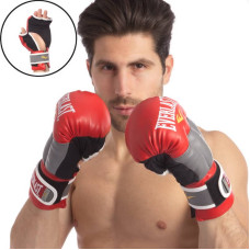 Рукавички гібридні для єдиноборств ММА Everlast 12 унцій, червоний-сірий, код: 0272_12R