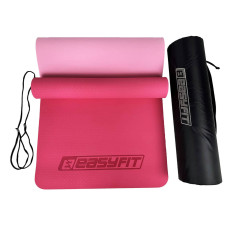 Килимок для йоги та фітнесу EasyFit TPE+TC двошаровий + чохол 1830х610х6 мм, рожевий з світло-рожевим, код: EF-1924E-PP-EF