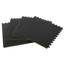 Килимок спортивний пазл ZelartGym Mat 4шт в наборі 620х620х12 мм, чорний-зелений, код: FI-5115-S52