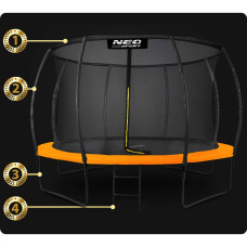 Батут Neo-Sport з внутрішньою сіткою 12 футів 374 см, чорно-помаранчевий, код: NS-12C201-IN