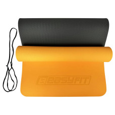 Килимок для йоги та фітнесу EasyFit TPE+TC двошаровий 1830x610x6 мм, помаранчевий-чорний, код: EF-1924-ORB-EF