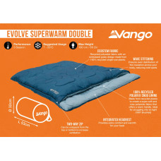 Спальний мішок Vango Evolve Superwarm Double/+2°C Moroccan Blue Twin (SBREVOLVEM23S68), код: 929159-SVA