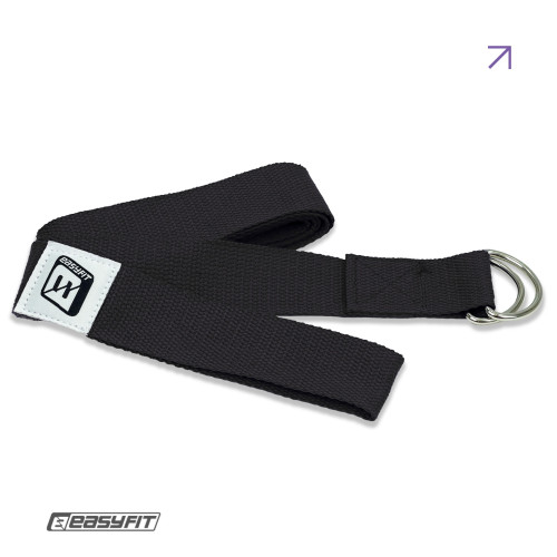 Ремінь для йоги EasyFit з петлею (чорний), код: EF-1831-BK