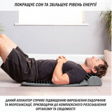 Масажний килимок Easyfit з подушкою (аплікатор Кузнєцова) сірий-чорний, код: EF-2709-GB-EF