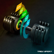 Гантель розбірна регульована Trex Sport 2-11,5кг чорний, код: 5902308234673
