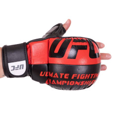 Рукавички гібридні для єдиноборств ММА шкіряні UFC XL, червоний, код: BO-0554_XLR
