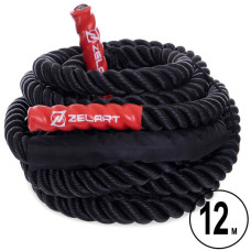 Канат для кросфіту Zelart Combat Battle Rope 12 м, чорний, код: FI-2597-12