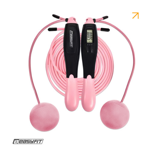 Скакалка для схуднення EasyFit TwinRope 2,8 м чорний-рожевий, код: EF-1909-BP