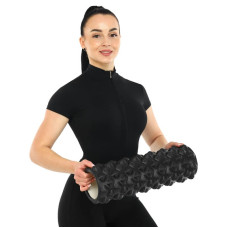 Ролер масажний циліндр (ролик мфр) FitGo Grid Rumble Roller, 450x140 мм, чорний, код: FI-9395_BK
