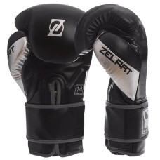 Рукавички боксерські Zelart PU 14 унцій, чорний-срібний, код: BO-1323_14BKGR