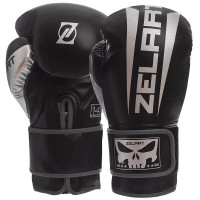 Рукавички боксерські Zelart PU 14 унцій, чорний-срібний, код: BO-1323_14BKGR