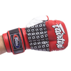 Рукавички гібридні для єдиноборств ММА Fitbox шкіряні Fairtex 12 унцій, червоний-сірий, код: LD-FGVB17_12RGR