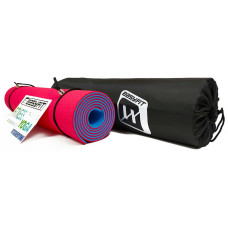 Килимок для йоги та фітнесу двошаровий EasyFit 1830х610х6 мм + чохол, червоний з блакитним, код: EF-1924E-RBl