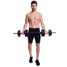 Набір гантелей зі штангою та гирями 3в1 BioGym багатофункціональний 40кг, чорний-червоний, код: LN-1100-40-S52