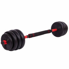 Набір гантелей зі штангою та гирями 3в1 BioGym багатофункціональний 40кг, чорний-червоний, код: LN-1100-40-S52