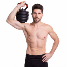 Набір гантелей зі штангою та гирями 3в1 BioGym багатофункціональний 40кг, чорний-червоний, код: LN-1100-40-S52