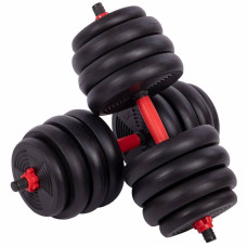 Набір гантелей зі штангою та гирями 3в1 BioGym багатофункціональний 40кг, чорний-червоний, код: LN-1100-40-S52