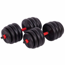 Набір гантелей зі штангою та гирями 3в1 BioGym багатофункціональний 40кг, чорний-червоний, код: LN-1100-40-S52
