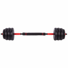 Набір гантелей зі штангою та гирями 3в1 BioGym багатофункціональний 40кг, чорний-червоний, код: LN-1100-40-S52