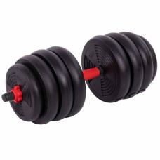 Набір гантелей зі штангою та гирями 3в1 BioGym багатофункціональний 40кг, чорний-червоний, код: LN-1100-40-S52