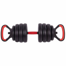 Набір гантелей зі штангою та гирями 3в1 BioGym багатофункціональний 40кг, чорний-червоний, код: LN-1100-40-S52