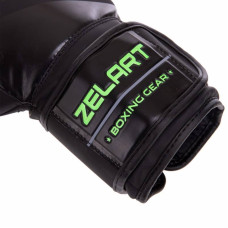 Рукавички боксерські Zelart 10 унцій, чорний-салатовий, код: VL-3085_10LG-S52