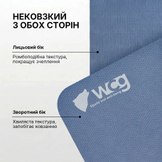 Килимок для йоги та фітнесу складаний WCG TPE 183×61×6 мм, двосторонній нековзкий, синій, код: W-YM183F-BL